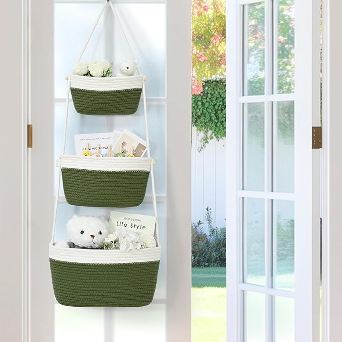 Hanging Basket, 3-Tier Woven Wall Basket - Image 3