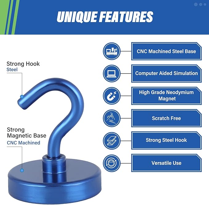 Neosmuk Magnetic Hooks, Heavy Duty 130lb+ Strong Magnet Hook - Image 6