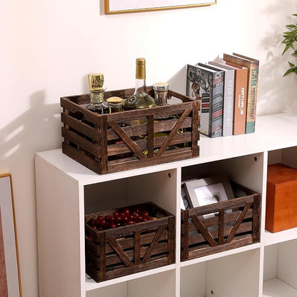 Nested Wooden Storage Crates Set of 3, Farmhouse Decorative Boxes - Image 2
