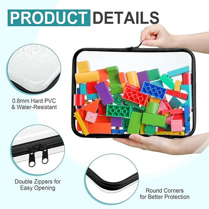 Sanwuta 6 Pcs Clear Hard Zipper Case Hard Plastic Zipper Pouches Transparent - Image 3