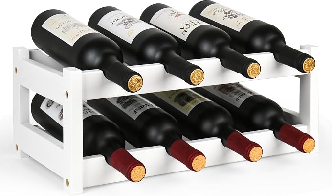 VASMIA Wine Rack, 2-Tier Bamboo Wine Racks Countertop Cabinet Wine Holder Wine by VASMIA