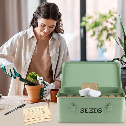 Seed Storage Box, Metal Seed Bin Seed Storage Organizer, 4 Dividers Seed - Image 4