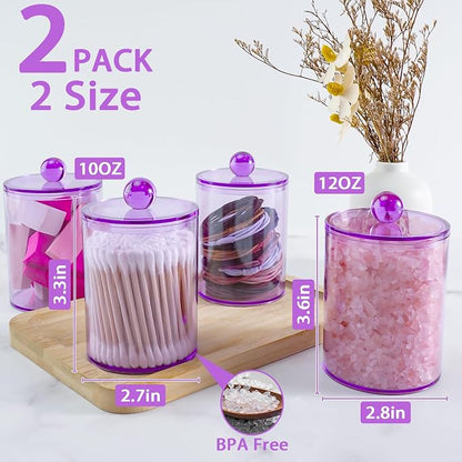 2 Pack Qtip Holder, Canister Apothecary Jar Set, Bathroom Jars - Image 2