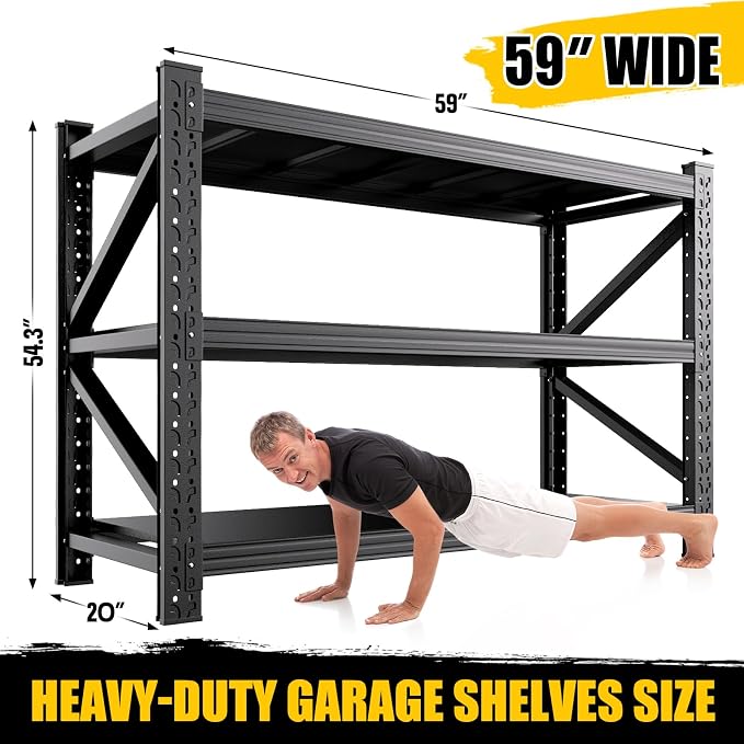 2 Set 5000LBS Heavy Duty Storage Shelves, Adjustable Garage Shelving Unit - Image 3