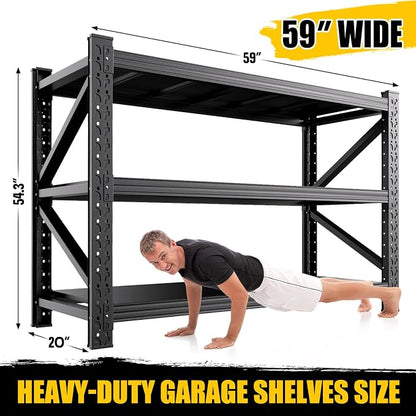 2 Set 5000LBS Heavy Duty Storage Shelves, Adjustable Garage Shelving Unit - Image 3