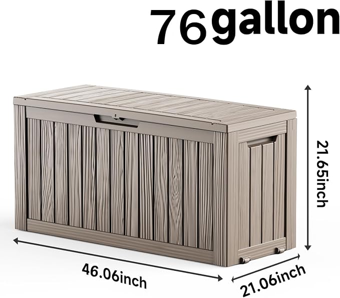 76 Gallon Outdoor Deck Box, Storage Lockable Waterproof Patio Furniture - Image 2