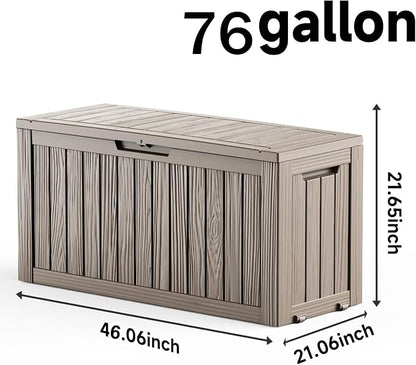 76 Gallon Outdoor Deck Box, Storage Lockable Waterproof Patio Furniture - Image 2