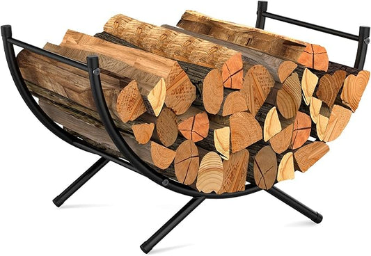 NANANARDOSO Curved Firewood Rack，24 inches Powder-coated Metal Fireplace Log by NANANARDOSO