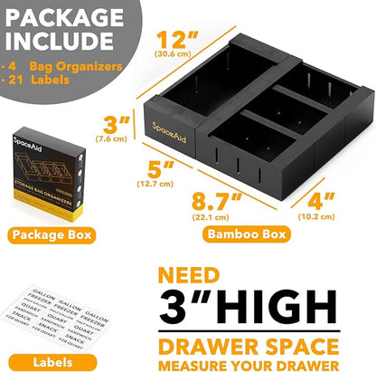 SpaceAid Bag Storage Organizer for Kitchen Drawer, Bamboo Organizer, Compatible - Image 3