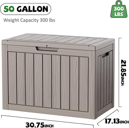 DRATO 50 Gallon Outdoor Storage Box Waterproof, Lockable Resin Deck Box - Image 2