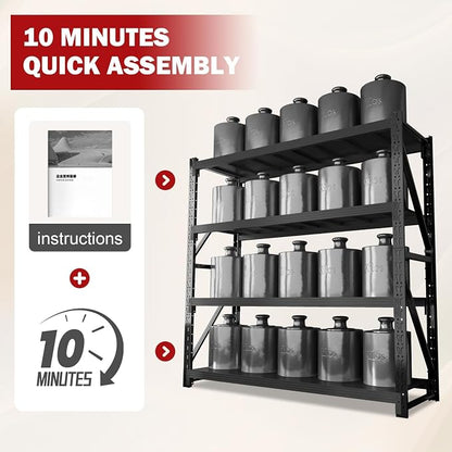 59” W Storage Shelves, 5000LBS Garage Shelving Heavy Duty, 4-Tier Adjustable - Image 7