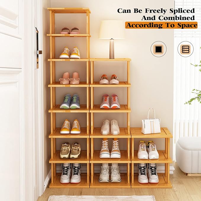SAN HE Bamboo Shoe Rack 17 Tier- Vertical Shoe Rack - Image 3
