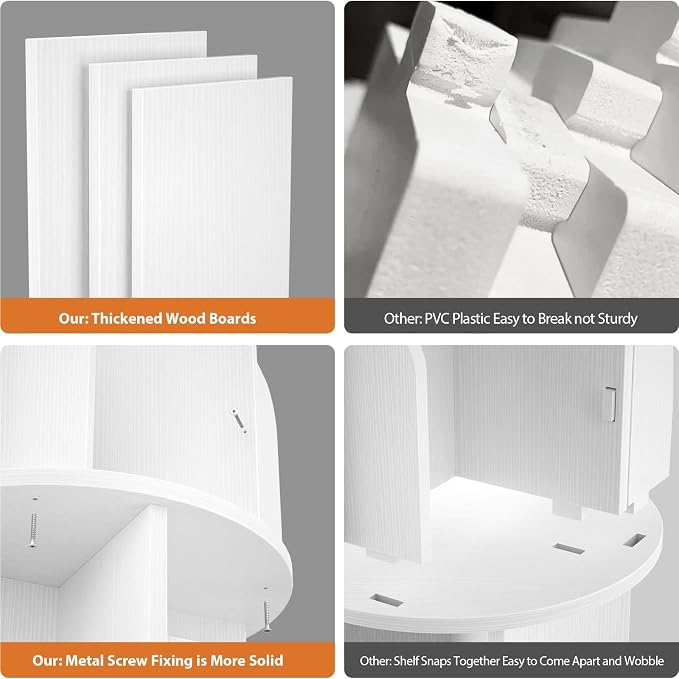 Aheaplus Rotating Bookshelf, Small Corner Bookshelf - Image 7