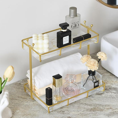 Bathroom Counter Organizer Makeup Organizer 2 Tier Vanity Tray Dresser - Image 4