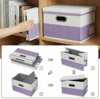 PRANDOM Storage Bins with Lids Linen Fabric Foldable Storage Boxes Organizer - Image 5