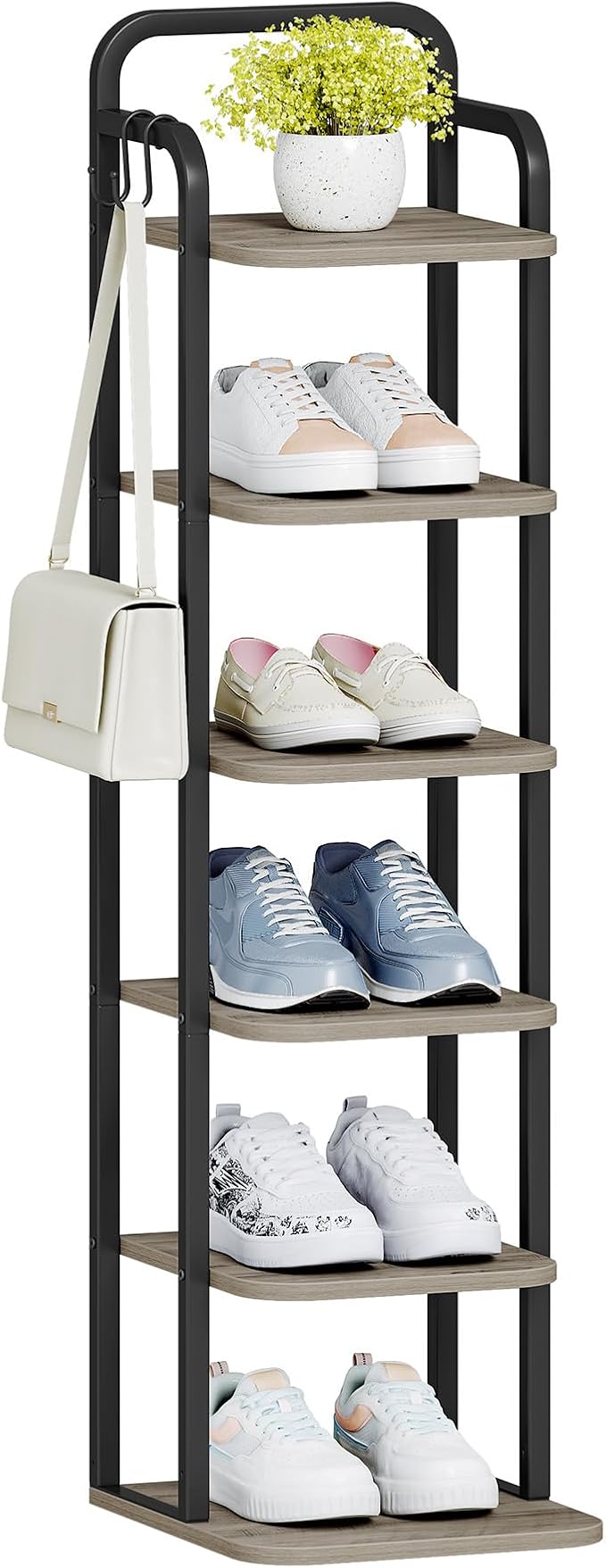 Hzuaneri 6 Tiers Vertical Shoe Rack, Narrow Shoe Tower, Tall Shoes Shelf - Image 9