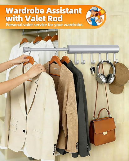 12 Inch Valet Rod for Closets Pull Out, Pull Out Rod For Hanging Clothes And - Image 4