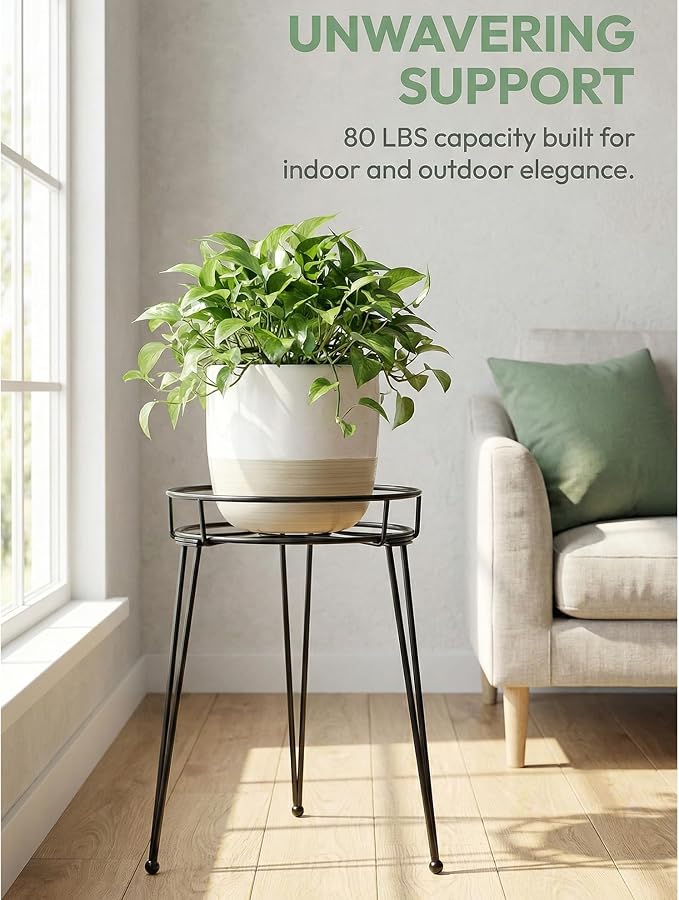 Midcentury Modern Metal Potted Plant Stand 18.7 inches Tall Flower Pot Holder - Image 3