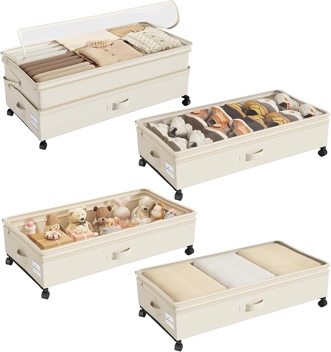 Kitstorack 4 Pack Height-adjustable Under Bed Storage by Kitstorack
