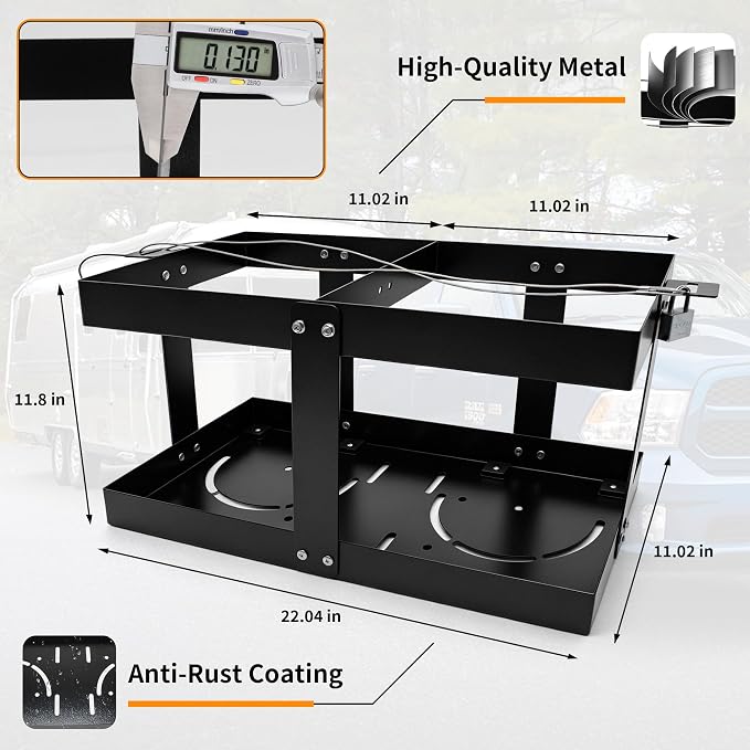 Fuel Jug Holder Gas Can Rack for Trailer, 5 Reinforced Supports Fits Two 5 - Image 2
