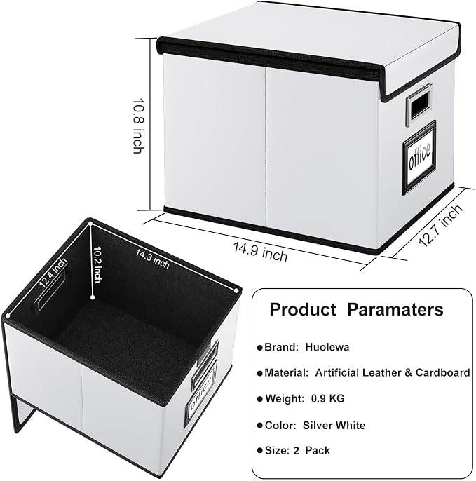 File Organizer Box with Lids, Collapsible File Folder Organizer | File Box with - Image 6
