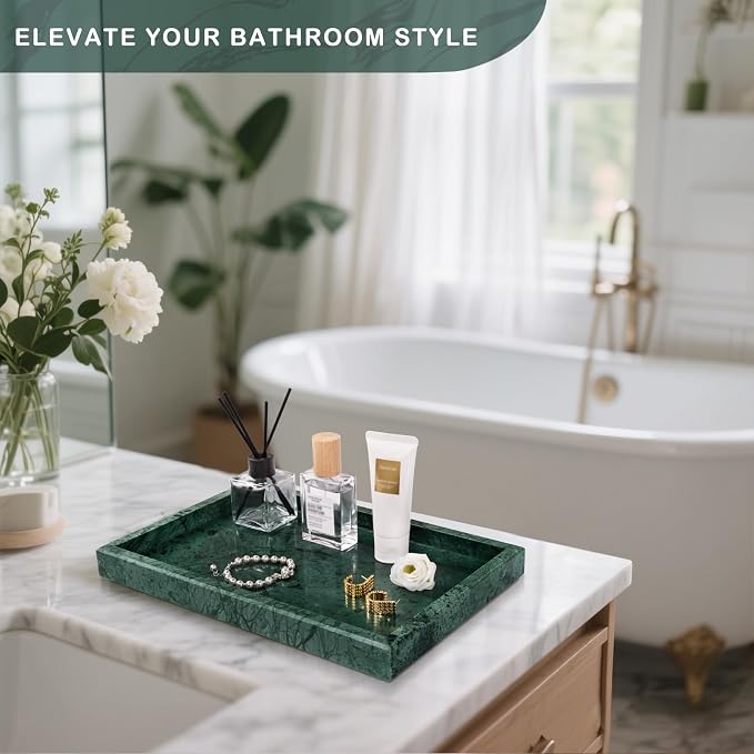 Marble Bathroom Tray for Countertop & Home Decor, Natural Decorative Marble - Image 4