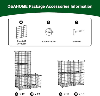 C&AHOME Wire Cube Storage, 4-Cube Storage Organizer Metal, C Grids Storage Bins - Image 8