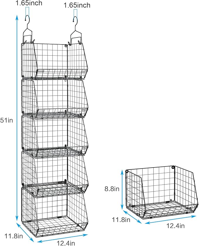 X-cosrack 5 Tier Closet Hanging Organizer, Clothes Hanging Shelves - Image 3