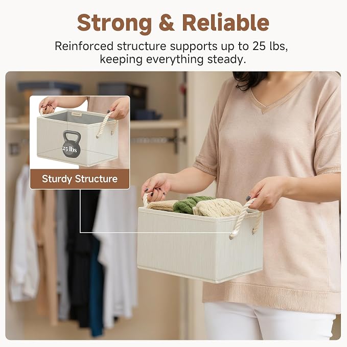 StorageWorks Storage Baskets for Shelves, Foldable Fabric Closet Storage Bins - Image 5