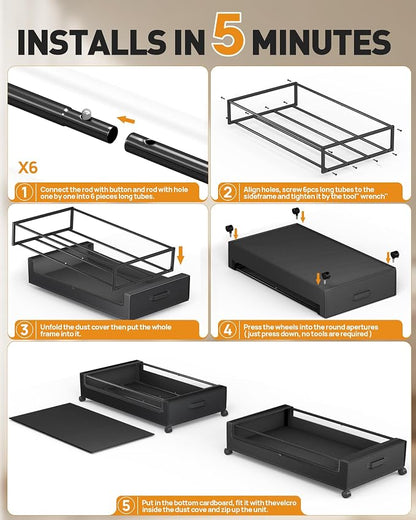 Under Bed Storage with Wheels, Square Under Bed Storage Containers, 4 Pack - Image 7