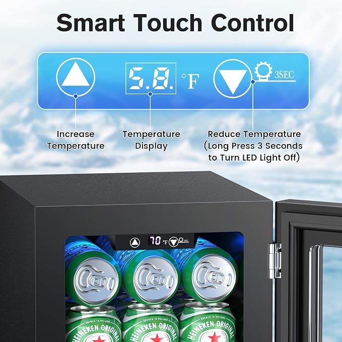 24 Cans Beverage Refrigerator Cooler, Mini Fridge Countertop Drink Cooler - Image 3