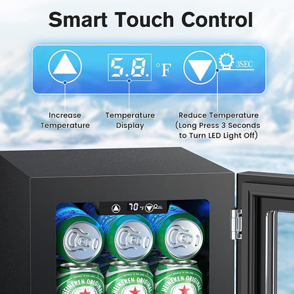 24 Cans Beverage Refrigerator Cooler, Mini Fridge Countertop Drink Cooler - Image 3