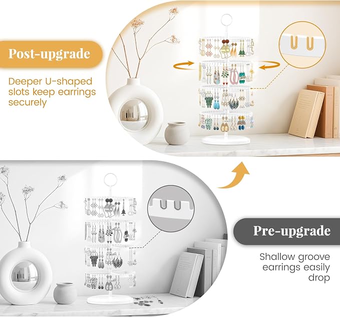 EsLuker.ly Earring Holder Organizer Rotating Stud Display Tree Rack, 4 Tier | - Image 4