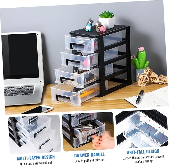 Angoily 4 Drawer Desk Organizer, Plastic Home Office Storage Organizer - Image 6