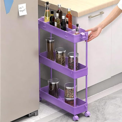 SPACELEAD Slim Storage Cart 3 Tier, Bathroom Organizer Rolling Utility - Image 2