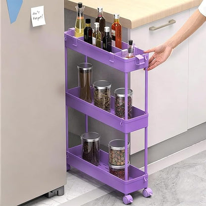 SPACELEAD 2-piece Set Slim Storage Cart 3 Tier, Bathroom Organizer Rolling - Image 3