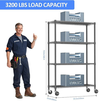 Wire Shelving Unit with Wheel, 53 inch Wide shelving - Image 3