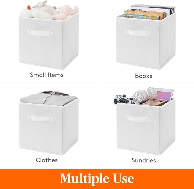 Lifewit Storage Cubes, 11 Inch Organizer Bins, 18L White, 12 Packs | Foldable - Image 4