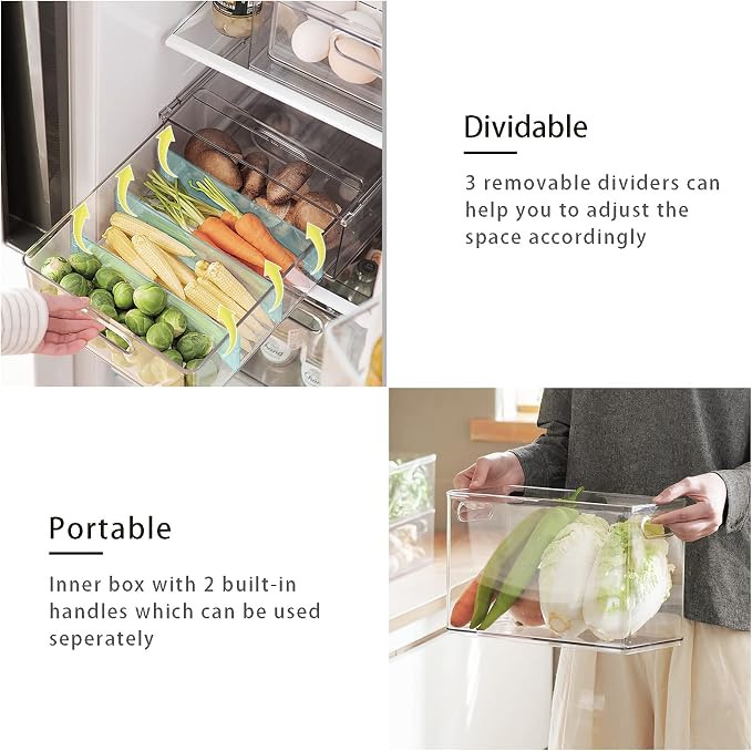 MineSign 7 pack Stackable Refrigerator Organizer Bins Pull-Out Drawers - Image 4