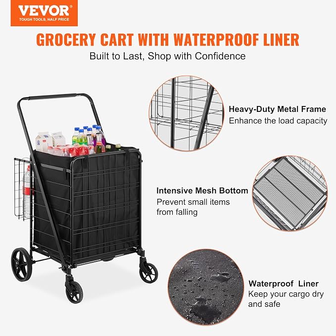 VEVOR Folding Shopping Cart - Image 2