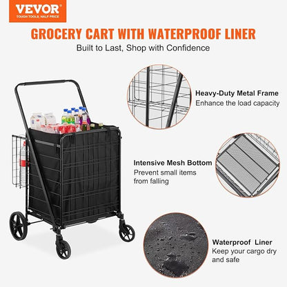VEVOR Folding Shopping Cart - Image 2