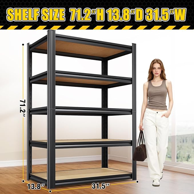 4 Pack Garage Shelving Heavy Duty Storage Shelves, Metal Adjustable Shelving - Image 3