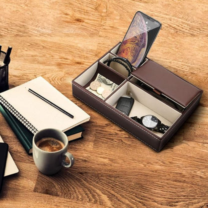 Baoyun Leather Valet Tray for Men, Mens Jewelry Organizer Box, Mens Nightstand - Image 4