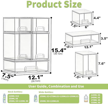 Bottle Storage Organizer Baby: Clear Stackable Storage Drawers, Acrylic Bottles - Image 2