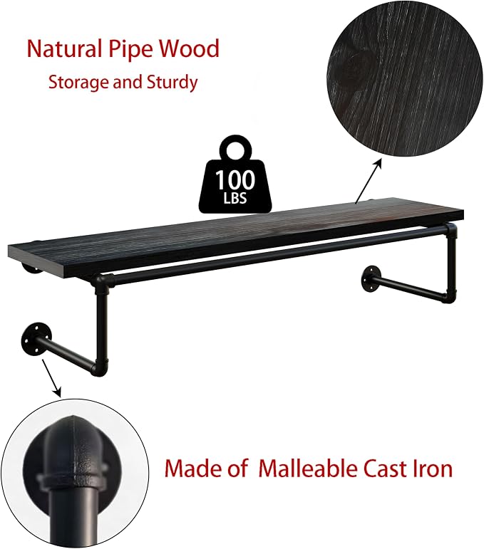 Clothes Rack 42in, Wall Mounted Garment Racks - Image 7