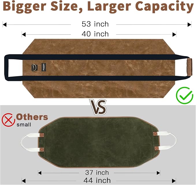AMAGABELI GARDEN & HOME Firewood Carrier Waxed Canvas Firewood Bag Heavy Duty - Image 2