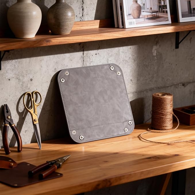 siduater Valet Tray Desktop Storage Organizer – Vegan Leather Catchall Bedside - Image 3