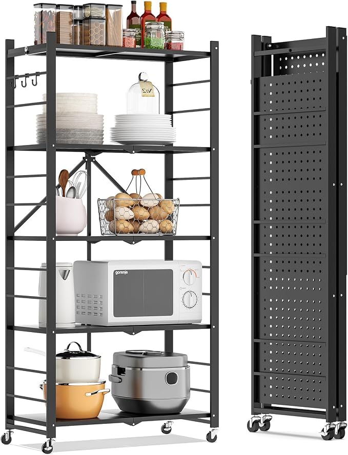 Fenbeli Foldable Shelves with Wheels by Fenbeli