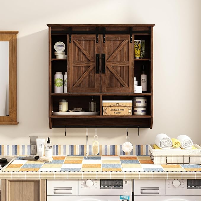 RUSTOWN Farmhouse Bathroom Wall Storage Cabinet - Image 9