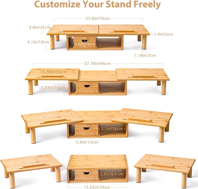 Dual Monitor Stand Riser with Drawer - Image 5